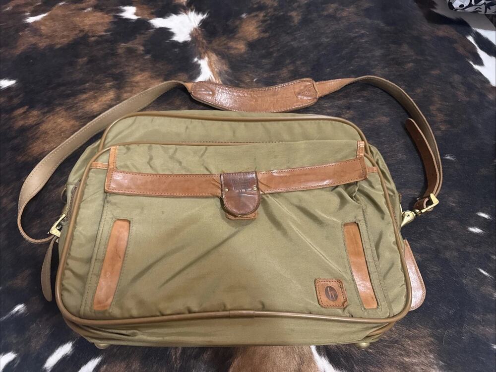 Hartmann Leather Nylon Laptop Carry On Expandable Shoulder Messenger Bag